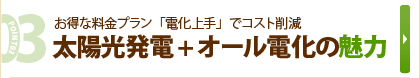 03 お得な料金プラン「電化上手」でコスト削減　太陽光発電＋オール電化の魅力